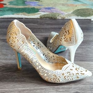 Betsey Johnson Lace rhinestone heels